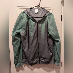 Subaru Green and Gray Trees Zip-Up Hoodie Large